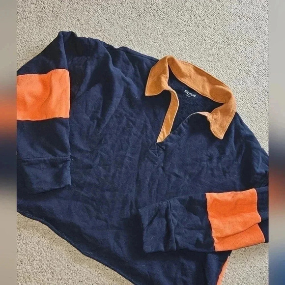 Splits59 Navy and Orange Crop Top - Picture 1 of 5